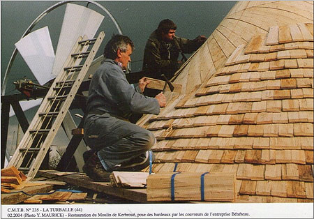 Rénovation du toit du Moulin de Kerbroué
