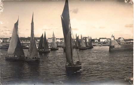 Cotres sous voiles en sortie de port