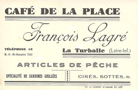 Carte de visite du café de la place