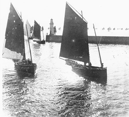Flotille de chaloupes rentrant au port