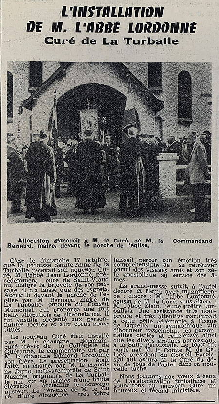Installation de l'abbé Lordonné à La Turballe