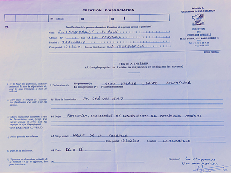 Demande de création de l'association Au Gré des Vents