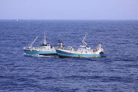 Chalutiers en mer
